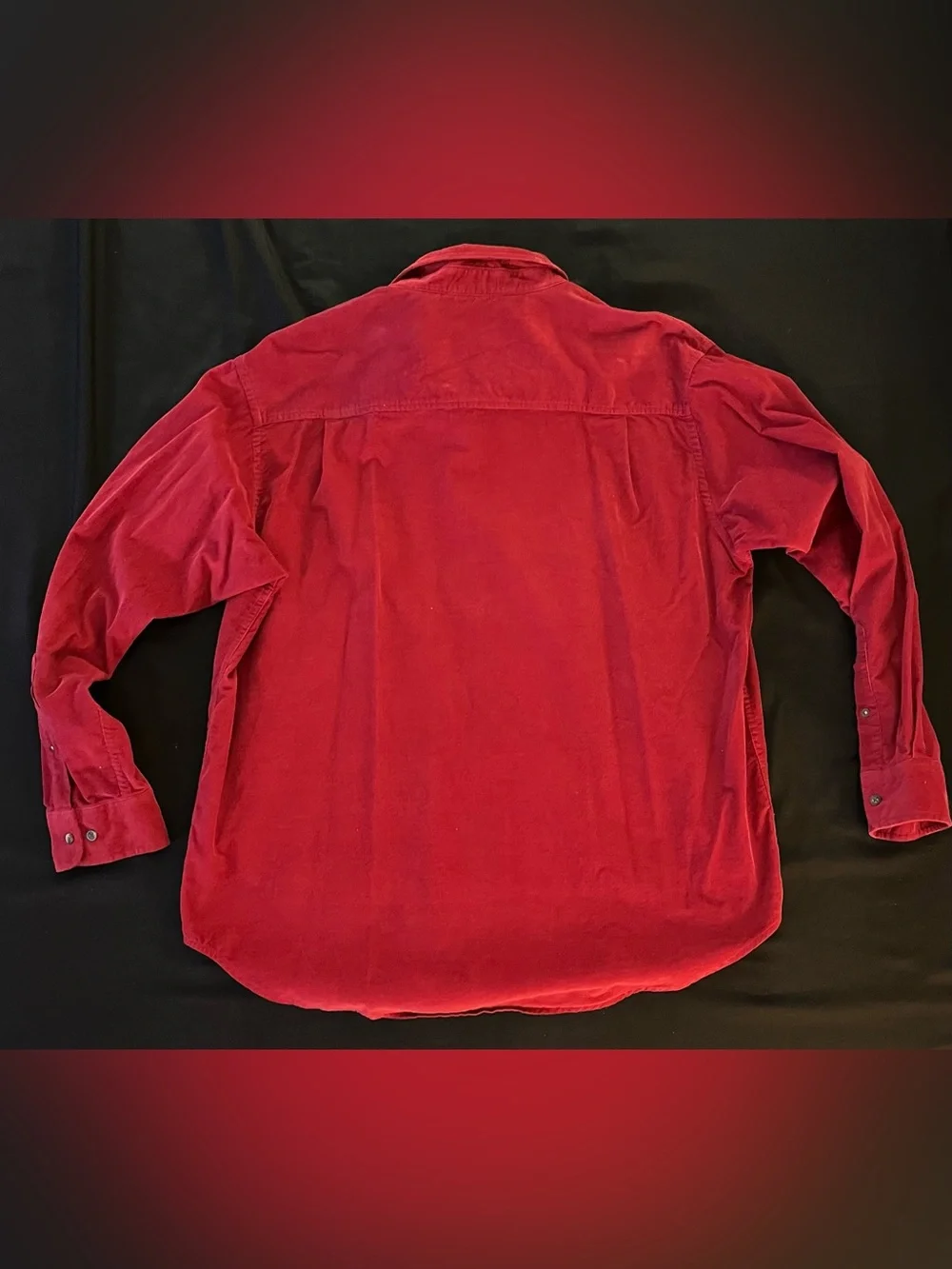St. John's Bay Men's Red Corduroy Button Down Shirt 21-Wale Vintage XL